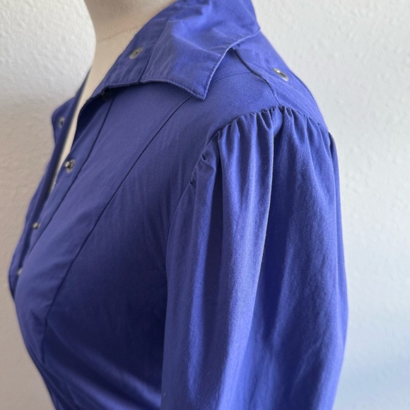 2B BEBE Purple Black Victorian Corset Lace Long Sleeve Shirt Asymmetric Button - Picture 6 of 11